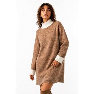 JW Anderson x Uniqlo Sweater Dress XS Camel Mock Neck Cozy Knit Winter Mini